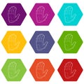 Electronic glove icons set 9 vector