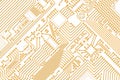 Electronic graphics golden - white background