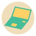 Electronic green laptop, icon