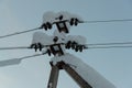 Electronic guide tower in the snow in winter