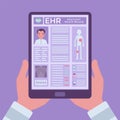 Electronic health record, EHR digital patient chart, tablet in hands Royalty Free Stock Photo