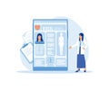 Electronic health record, EHR digital patient tablet chart, female doctor. Royalty Free Stock Photo