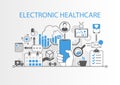 Electronic healthcare concept with hand holding modern bezel free smart phone Royalty Free Stock Photo