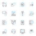 Electronic help linear icons set. Assistance, Support, Troubleshooting, Repair, Maintenance, Installation, Configuration