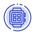 Electronic, Home, Smart, Technology, Watch Blue Dotted Line Line Icon