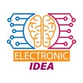 Electronic Ideas. The human brain and the circuit Board. Editable vector illustration for website, booklet, project, and creative Royalty Free Stock Photo