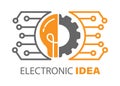 Electronic Ideas. Light bulb and gear. Editable vector illustration for website, booklet, project, and creative design Royalty Free Stock Photo