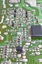 Electronic integrated circuitry macro detail. Technology background Royalty Free Stock Photo