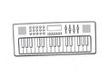 Electronic keyboard musical instrument synthesizer. Outline. Vector illustration. Modern electro piano.