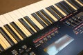 Electronic keyboard synthesizer close-up