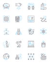 Electronic machinery linear icons set. Circuitry, Computerization, Automation, Robotics, Sensors, Transistors