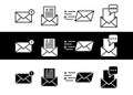 Electronic mail icon with black and white color.