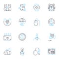 Electronic marketplace linear icons set. eCommerce, Digital, Online, Platform, Marketplace, Sales, Transactions line