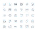 Electronic marketplace linear icons set. eCommerce, Digital, Online, Platform, Marketplace, Sales, Transactions line