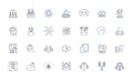 Electronic mechanisms line icons collection. Circuits, Diodes, Transducers, Relays, Resistors, Capacitors, Inductors