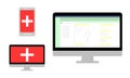 Electronic medical chart displayed on a personal computer made of vector Royalty Free Stock Photo