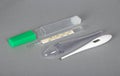 Electronic and mercury thermometers with cases