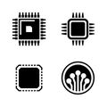 Electronic Microchip. Simple Related Vector Icons