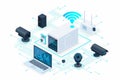 Electronic monitoring of perimeter defense featuring CCTV surveillance, SSL protocol, secure alarm communication, and sound system