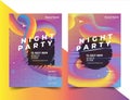 Electronic music fest summer wave poster. Club party flyer. Abstract gradients waves music background. - Vector