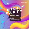 Electronic music fest summer wave poster. Club party flyer. Abstract gradients waves music background. - Vector