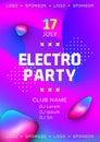 Electronic music festival poster design. Electro party flyer, Club invitation template. Abstract gradient liquid shape