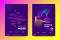 Music Posters with Equalizer and Wave Colorful Distorted Lines.