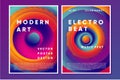 Electronic music poster design with vibrant vortex. Night club abstract background with color gradient shapes. Royalty Free Stock Photo