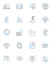 Electronic my linear icons set. Advanced, Innovative, Futuristic, Interactive, Dependable, Streamlined, Cutting-edge