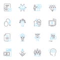 Electronic my linear icons set. Advanced, Innovative, Futuristic, Interactive, Dependable, Streamlined, Cutting-edge