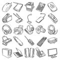 Electronic for Office Device Set Icon Vector Doodle Hand Drawn or Outline Icon Style Royalty Free Stock Photo