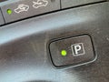 Electronic parking P symbol in automatic transmission vehicle closeup Royalty Free Stock Photo