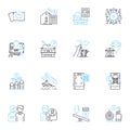 Electronic payments linear icons set. Cryptocurrency, Wallet, Online, Secure, Digital, Mobile, Instant line vector and