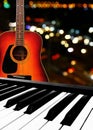 Electronic Piano Keyboard and Guitar. Royalty Free Stock Photo