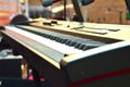 Electronic piano keyboard keys closeup in black and white Royalty Free Stock Photo