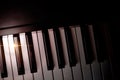 Electronic piano keyboard in the shade with shine top view Royalty Free Stock Photo