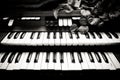 Electronic piano keyboards vintage black and white Royalty Free Stock Photo