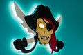 Electronic piracy. The theft of intellectual property. Jolly Roger in a modern style. Royalty Free Stock Photo