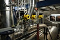 power complex , boiler equipment ,electronic pressure gauges on the steam line in the metal wall of the boiler room