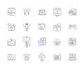 Electronic production outline icons collection. Electronics, Production, Manufacturing, Assembly, Design, PCB, Soldering