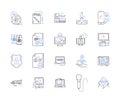 Electronic production outline icons collection. Electronics, Production, Manufacturing, Assembly, Design, PCB, Soldering