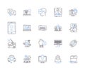 Electronic production outline icons collection. Electronics, Production, Manufacturing, Assembly, Design, PCB, Soldering