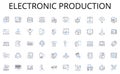 Electronic production line icons collection. Greenery, Playground, Picnic, Nature, Relaxation, Jogging, Sightseeing