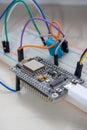 Electronic programming background. Microcontroller project. Arduino electronic platform for hobbyists concept Royalty Free Stock Photo