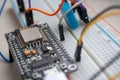 Electronic programming background. Microcontroller project. Arduino electronic platform for hobbyists concept Royalty Free Stock Photo