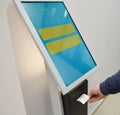Electronic queue for quick customer service. a person takes a number, which indicates the waiting time before the service is