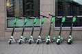 Electronic Rental Scooters from Lime in Downtown Helsinki, Finland