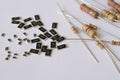 Electronic resistors and SMD components Royalty Free Stock Photo