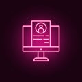 electronic resume icon. Elements of interview in neon style icons. Simple icon for websites, web design, mobile app, info graphics