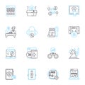 Electronic retail linear icons set. Gadgets, Devices, Technology, Digital, Appliances, Computers, Gaming line vector and Royalty Free Stock Photo